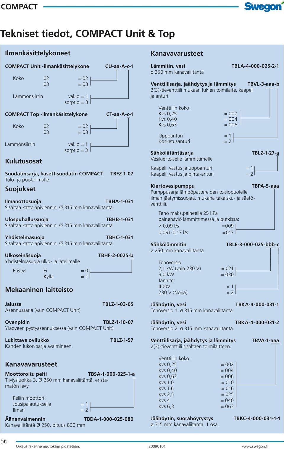 kattoläpiviennin, Ø 315 mm kanavaliitäntä Ulospuhallussuoja TBHB-1-031 Sisältää kattoläpiviennin, Ø 315 mm kanavaliitäntä Yhdistelmäsuoja TBHC-1-031 Sisältää kattoläpiviennin, Ø 315 mm kanavaliitäntä