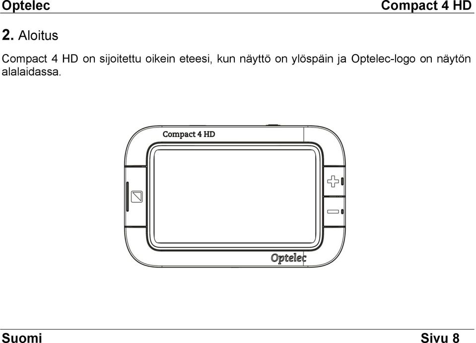 ylöspäin ja Optelec-logo on