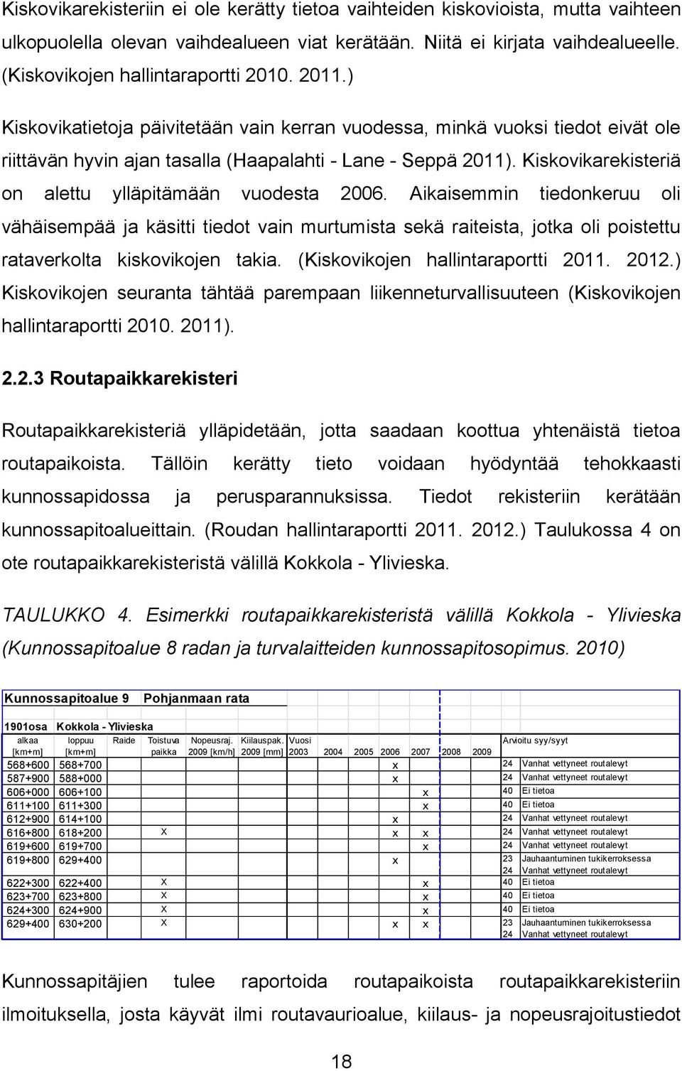 Kiskovikarekisteriä on alettu ylläpitämään vuodesta 2006. Aikaisemmin tiedonkeruu oli vähäisempää ja käsitti tiedot vain murtumista sekä raiteista, jotka oli poistettu rataverkolta kiskovikojen takia.