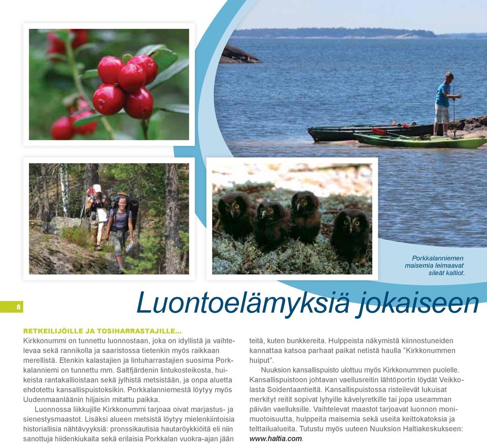 Etenkin kalastajien ja lintuharrastajien suosima Porkkalanniemi on tunnettu mm.