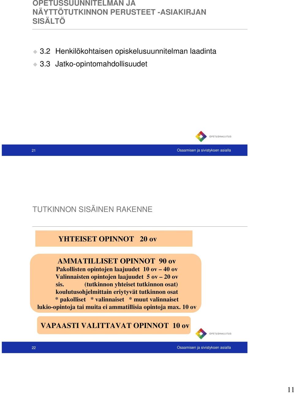 90 ov Pakollisten opintojen laajuudet 10 ov 40 ov Valinnaisten opintojen laajuudet 5 ov 20 ov sis.