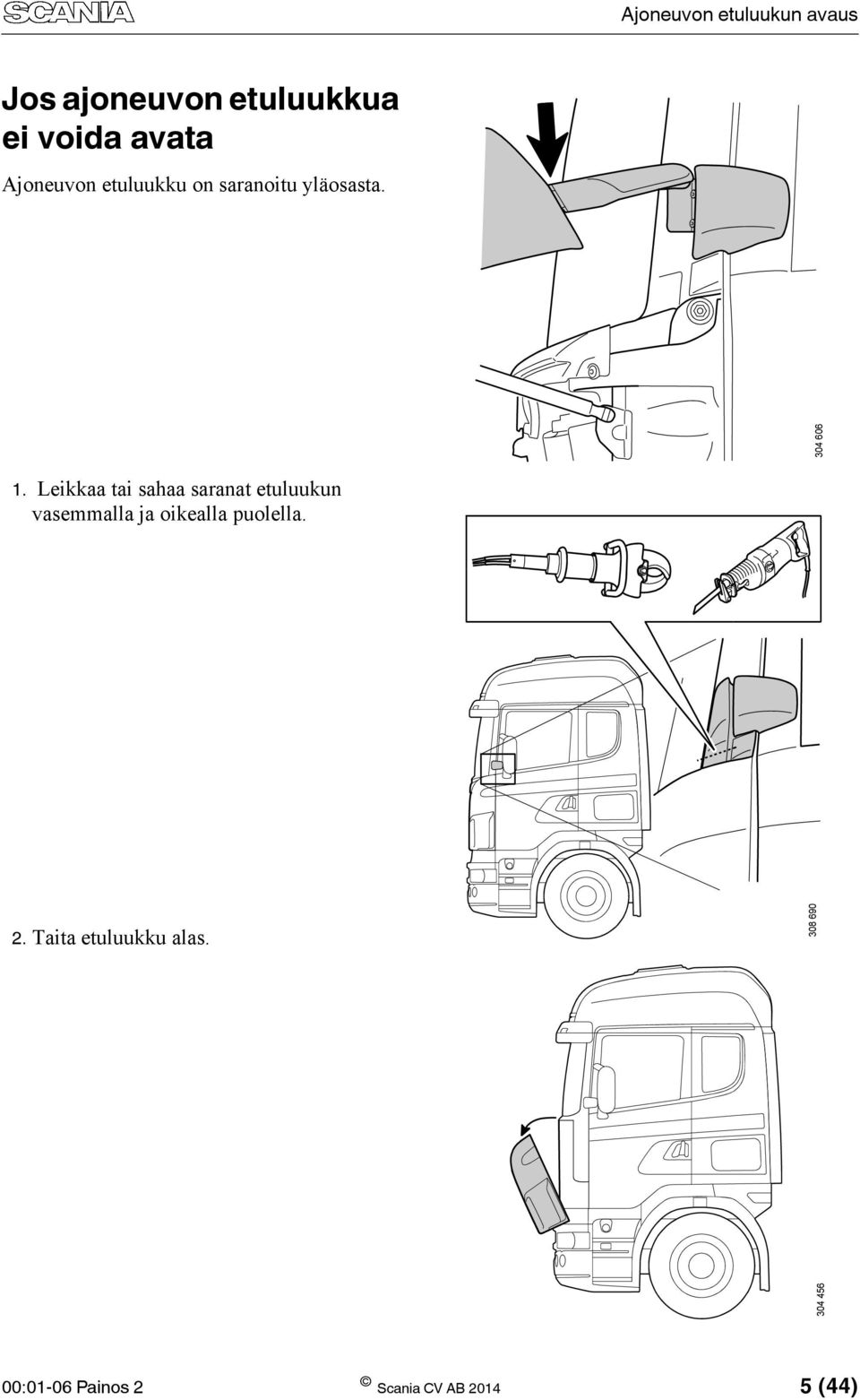 Leikkaa tai sahaa saranat etuluukun vasemmalla ja oikealla puolella.