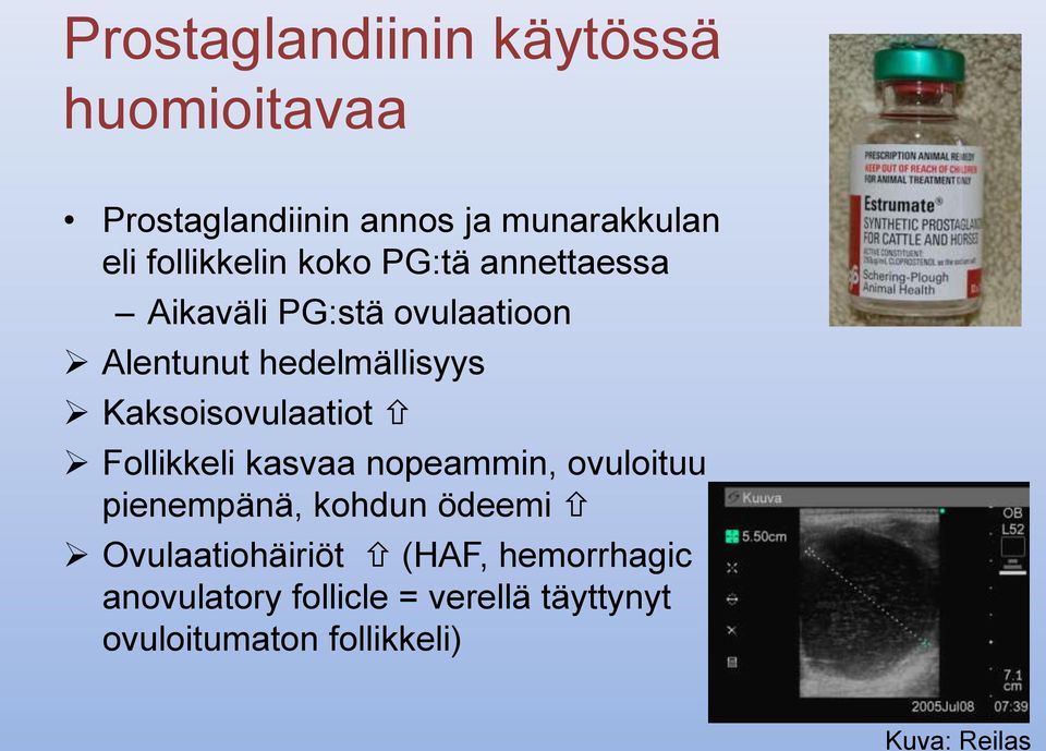 Kaksoisovulaatiot Follikkeli kasvaa nopeammin, ovuloituu pienempänä, kohdun ödeemi