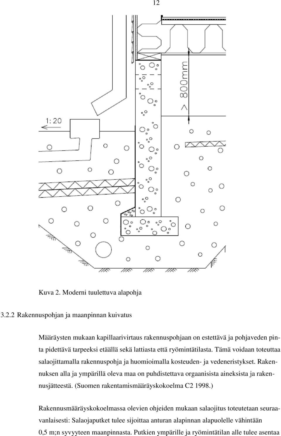 Rakennuksen alla ja ympärillä oleva maa on puhdistettava orgaanisista aineksista ja rakennusjätteestä. (Suomen rakentamismääräyskokoelma C2 1998.