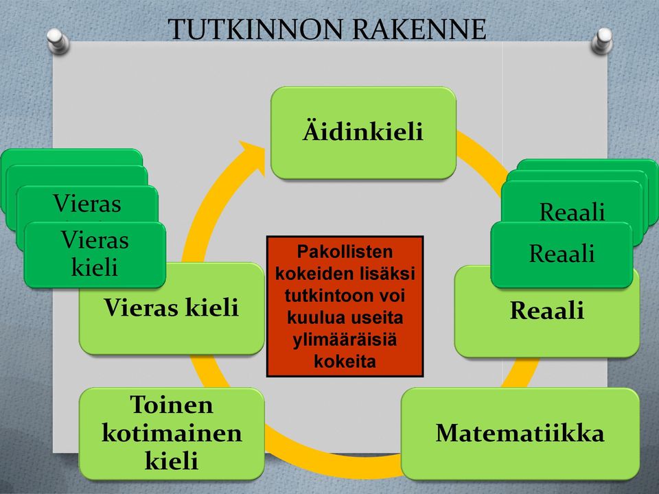 kokeiden lisäksi tutkintoon voi kuulua useita