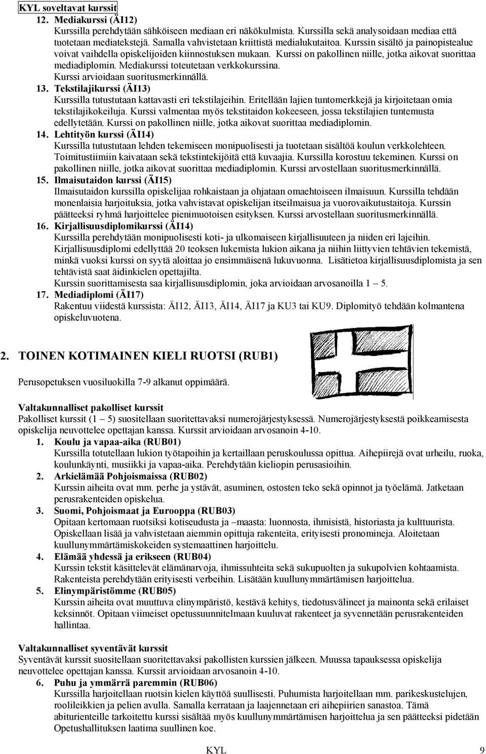 Kurssi on pakollinen niille, jotka aikovat suorittaa mediadiplomin. Mediakurssi toteutetaan verkkokurssina. Kurssi arvioidaan suoritusmerkinnällä. 13.