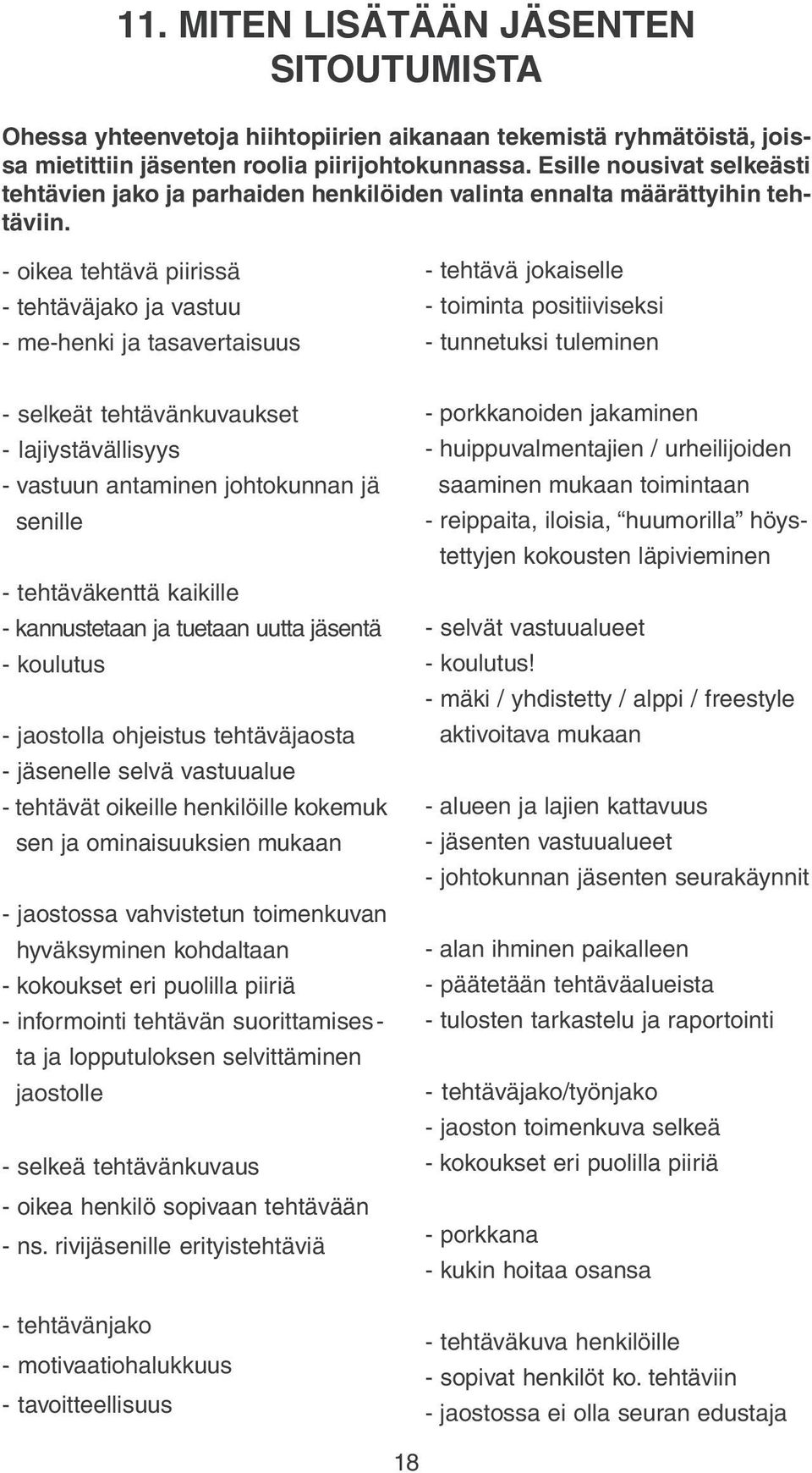 - ikea tehtävä piirissä - tehtäväjak ja vastuu - me-henki ja tasavertaisuus - tehtävä jkaiselle - timinta psitiiviseksi - tunnetuksi tuleminen - selkeät tehtävänkuvaukset - lajiystävällisyys -