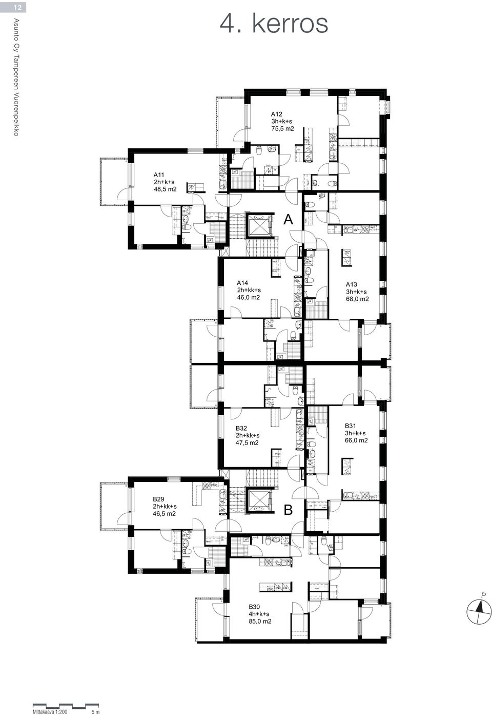 / A14 2h+kk+s 46,0 m2 A13 3h+k+s 68,0 m2 B32