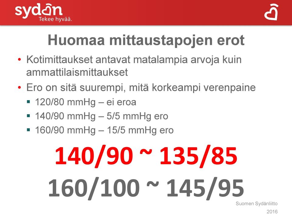 korkeampi verenpaine 120/80 mmhg ei eroa 140/90 mmhg 5/5 mmhg ero