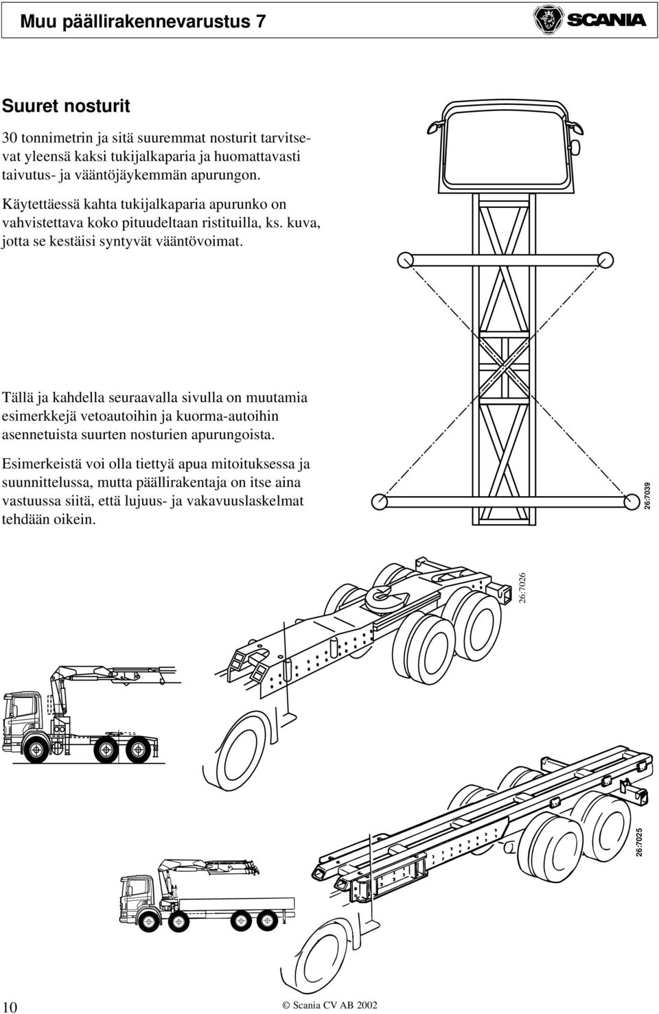 Tällä ja kahdella seuraavalla sivulla on muutamia esimerkkejä vetoautoihin ja kuorma-autoihin asennetuista suurten nosturien apurungoista.