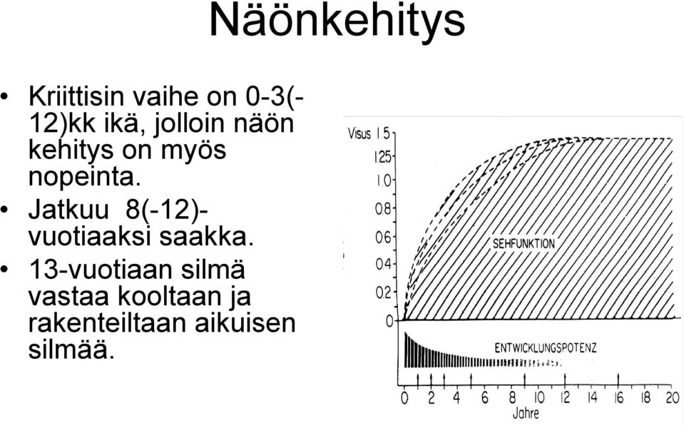 Jatkuu 8(-12)- vuotiaaksi saakka.