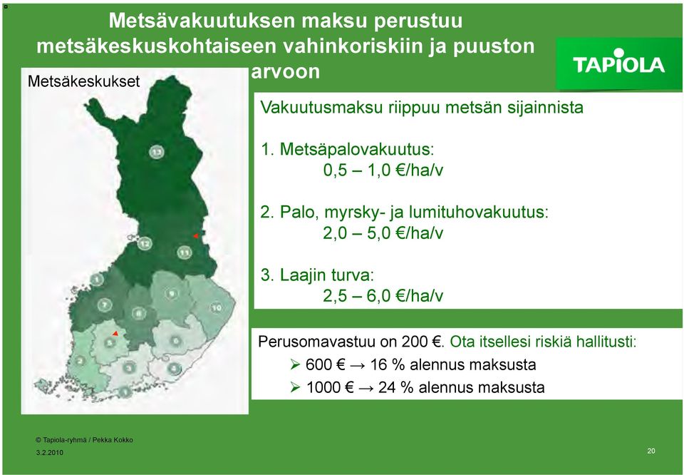 Palo, myrsky- ja lumituhovakuutus: 2,0 5,0 /ha/v 3.