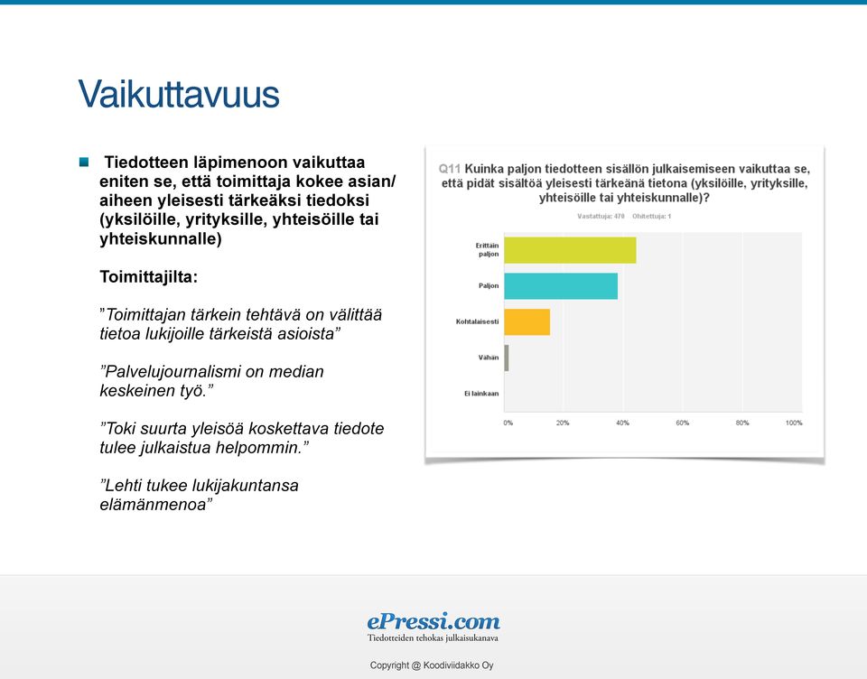 tärkein tehtävä on välittää tietoa lukijoille tärkeistä asioista Palvelujournalismi on median keskeinen