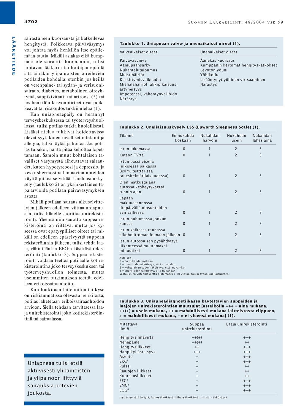 sydän- ja verisuonisairaus, diabetes, metabolinen oireyhtymä, sappikivitauti tai artroosi (5) tai jos henkilön kasvonpiirteet ovat poikkeavat tai risakudos tukkii nielua (1).