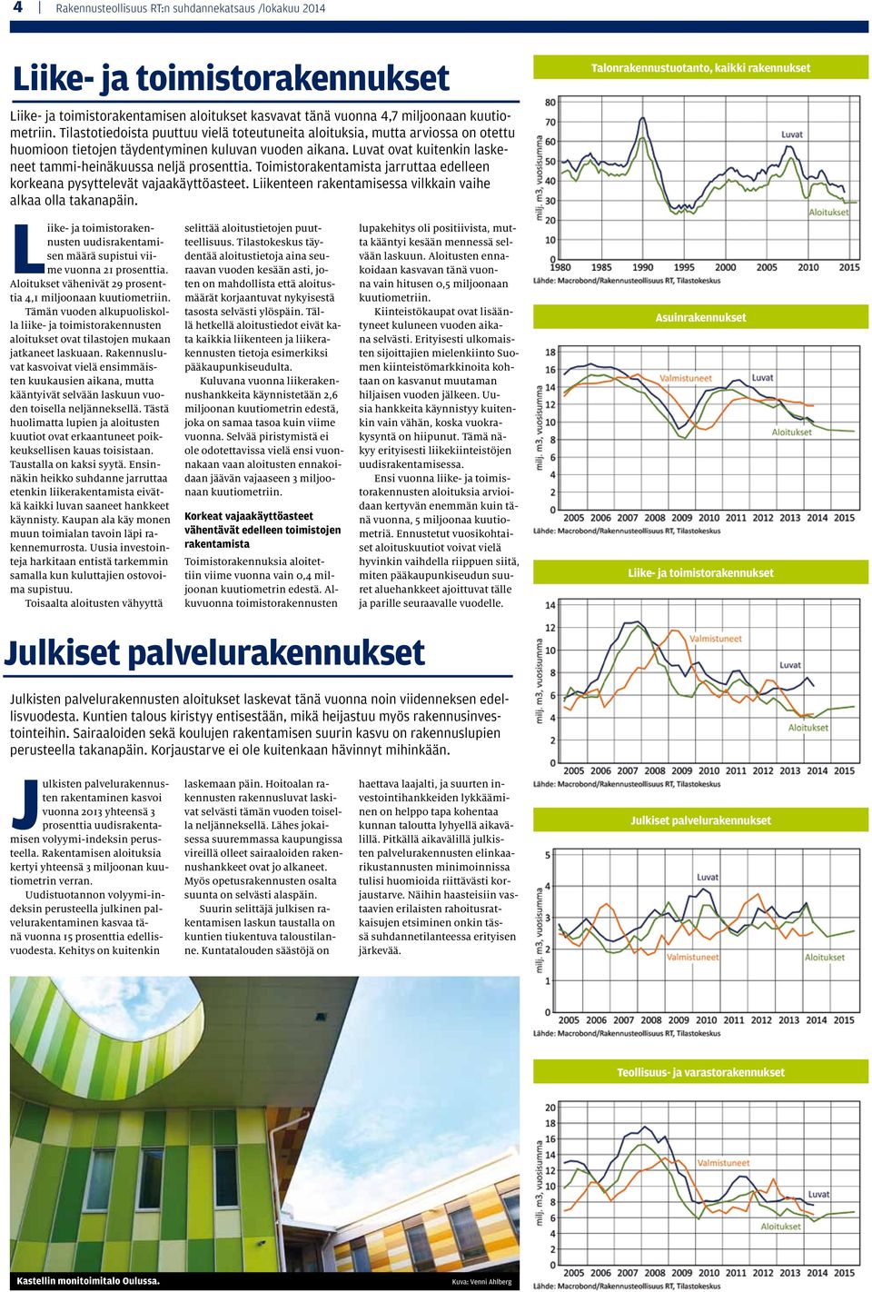 Luvat ovat kuitenkin laskeneet tammi-heinäkuussa neljä prosenttia. Toimistorakentamista jarruttaa edelleen korkeana pysyttelevät vajaakäyttöasteet.