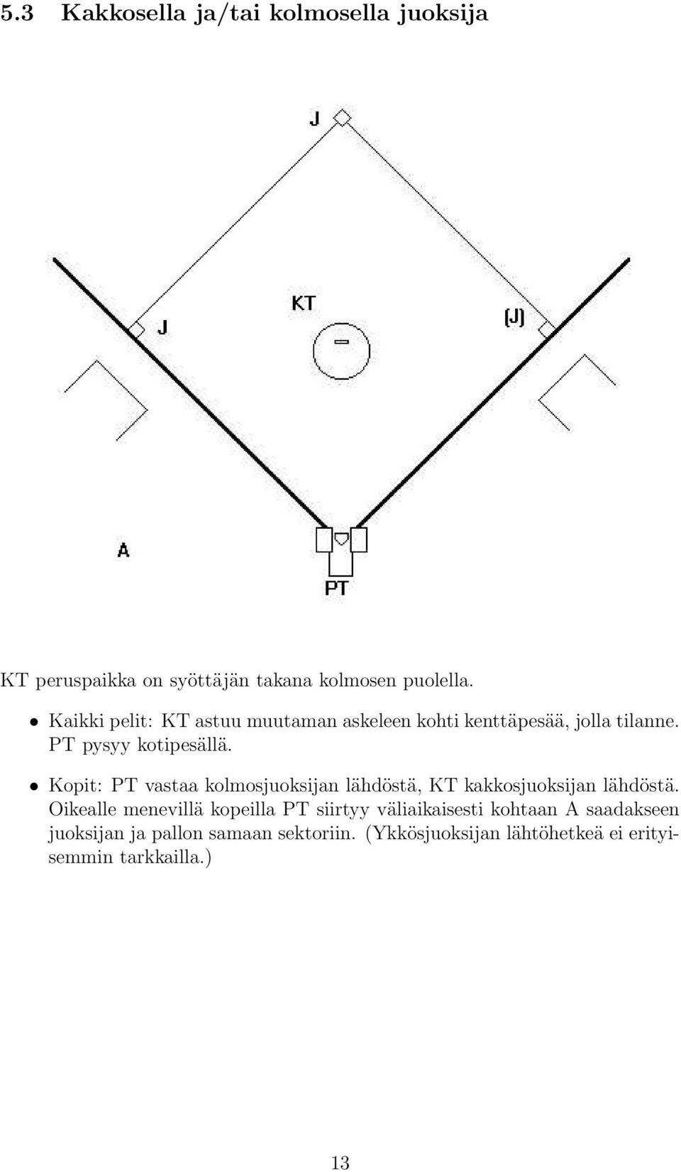 Kopit: PT vastaa kolmosjuoksijan lähdöstä, KT kakkosjuoksijan lähdöstä.