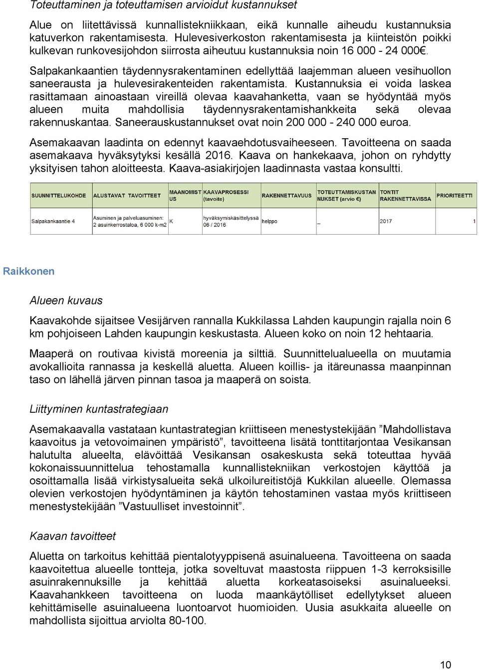 Salpakankaantien täydennysrakentaminen edellyttää laajemman alueen vesihuollon saneerausta ja hulevesirakenteiden rakentamista.