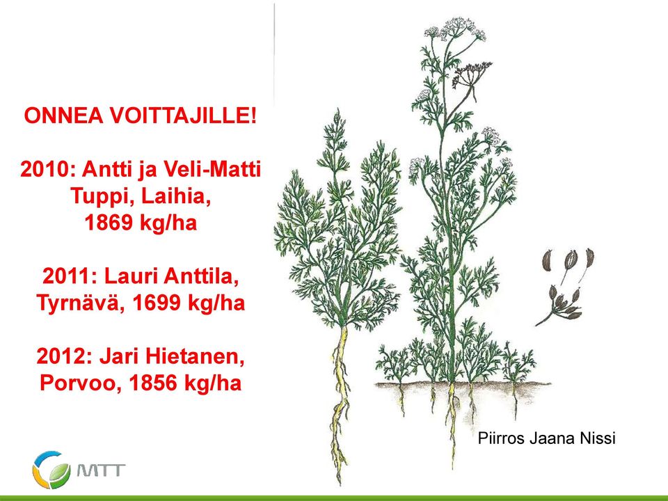 1869 kg/ha 2011: Lauri Anttila, Tyrnävä,