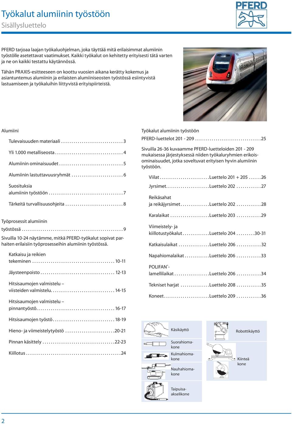 Tähä PRAXIS-esitteesee o koottu vuosie aikaa kerätty kokemus ja asiatutemus alumiii ja erilaiste alumiiiseoste työstössä esiityvistä lastuamisee ja työkaluihi liittyvistä erityispiirteistä.