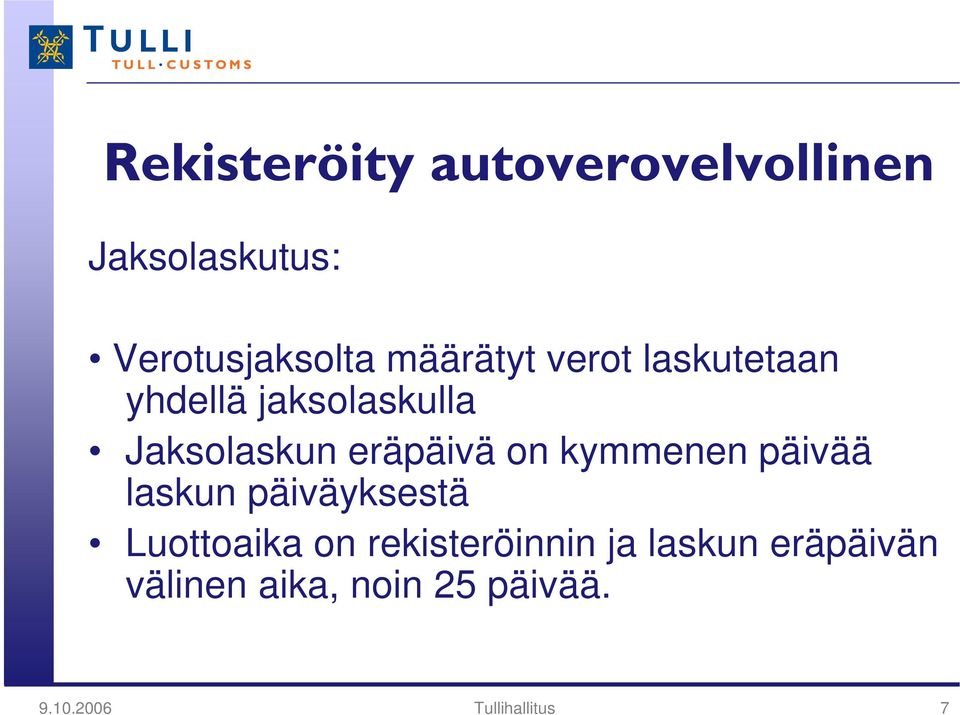 on kymmenen päivää laskun päiväyksestä Luottoaika on rekisteröinnin