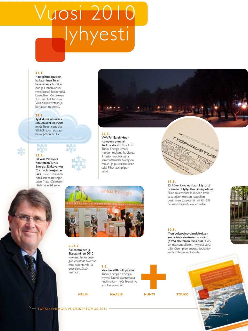 9.2010 alkaen edellisen toimitusjohtajan Matti Östmanin jäädessä eläkkeelle. 27.3. WWF:n Earth Hour -tempaus pimensi Turkua klo 20.30 