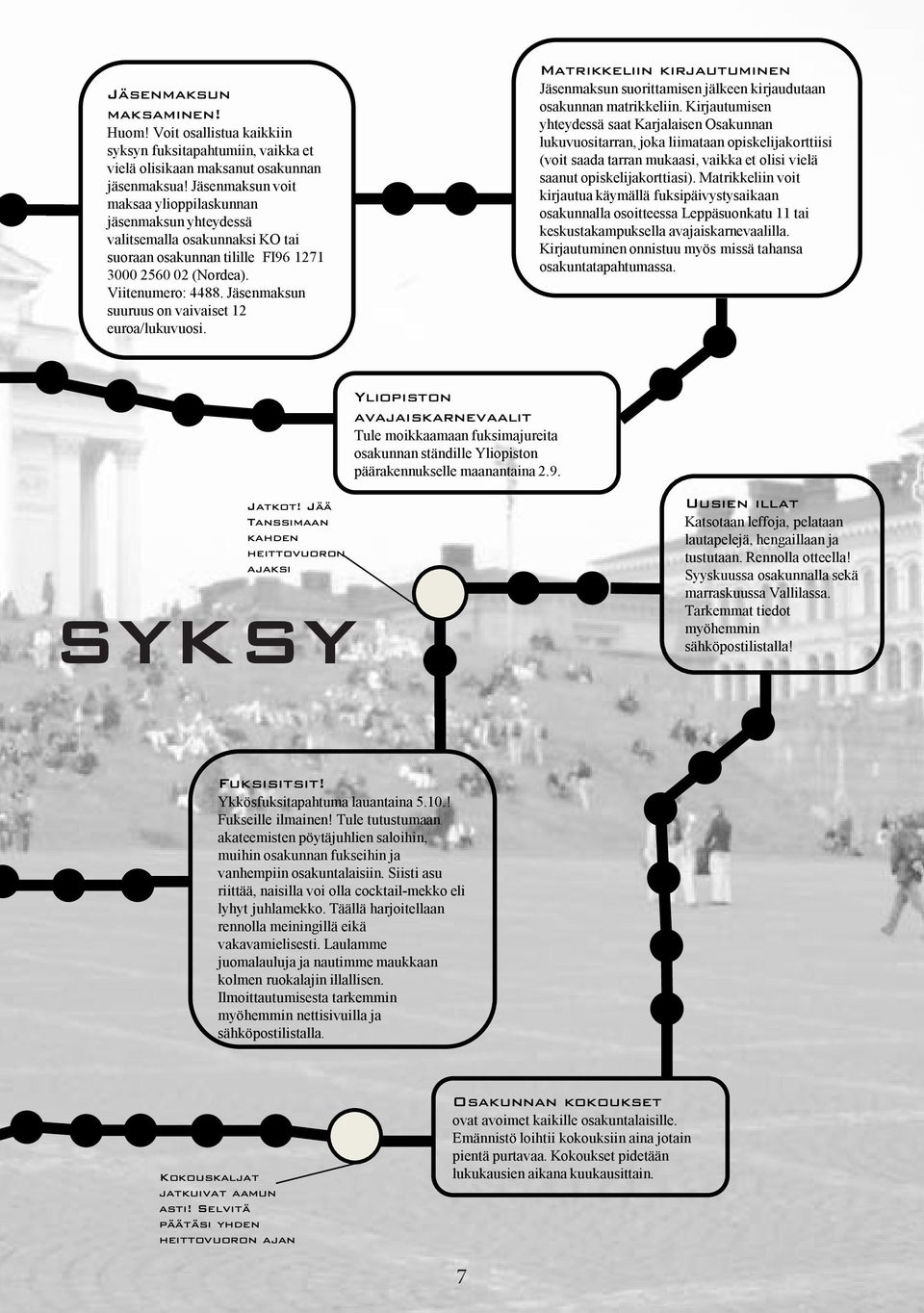 Jäsenmaksun suuruus on vaivaiset 12 euroa/lukuvuosi. Matrikkeliin kirjautuminen Jäsenmaksun suorittamisen jälkeen kirjaudutaan osakunnan matrikkeliin.