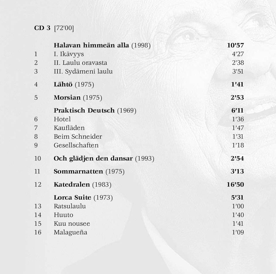 Kaufläden 1 47 8 Beim Schneider 1 31 9 Gesellschaften 1 18 10 Och glädjen den dansar (1993) 2 54 11 Sommarnatten