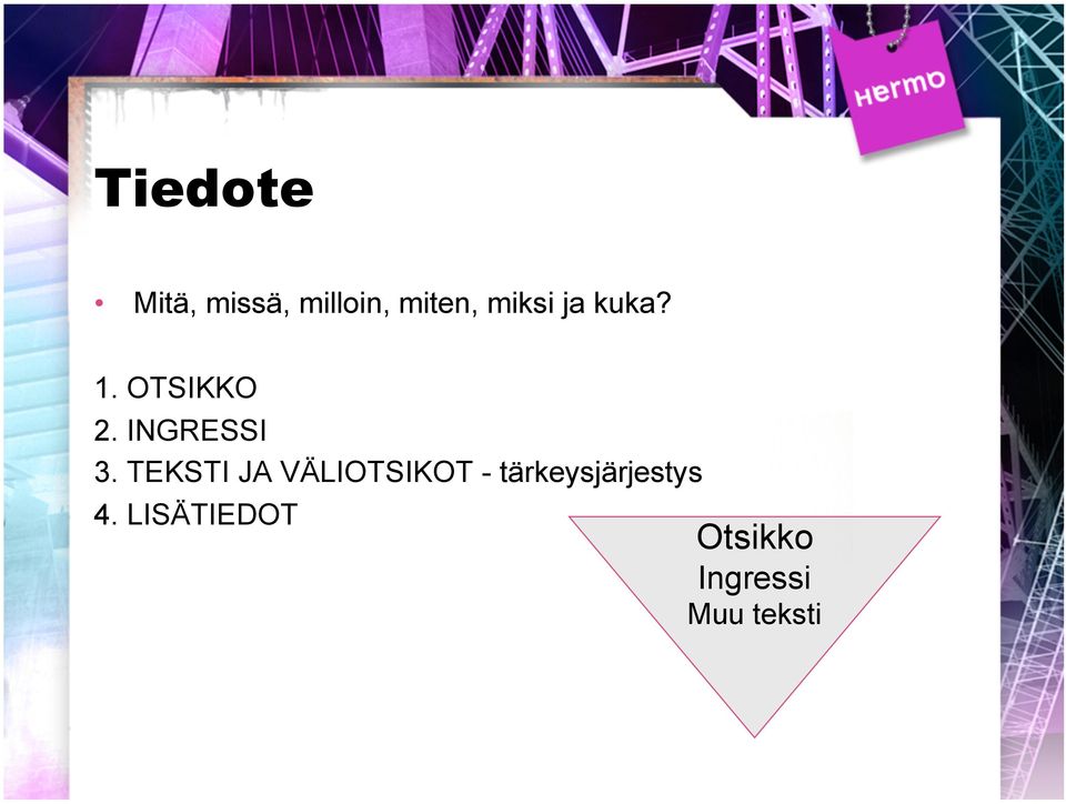 TEKSTI JA VÄLIOTSIKOT -