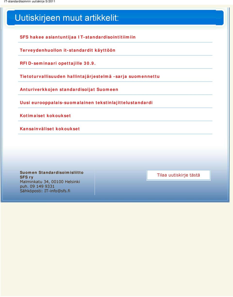 tekstinlajittelustandardi Suomen Standardisoimisliitto SFS ry
