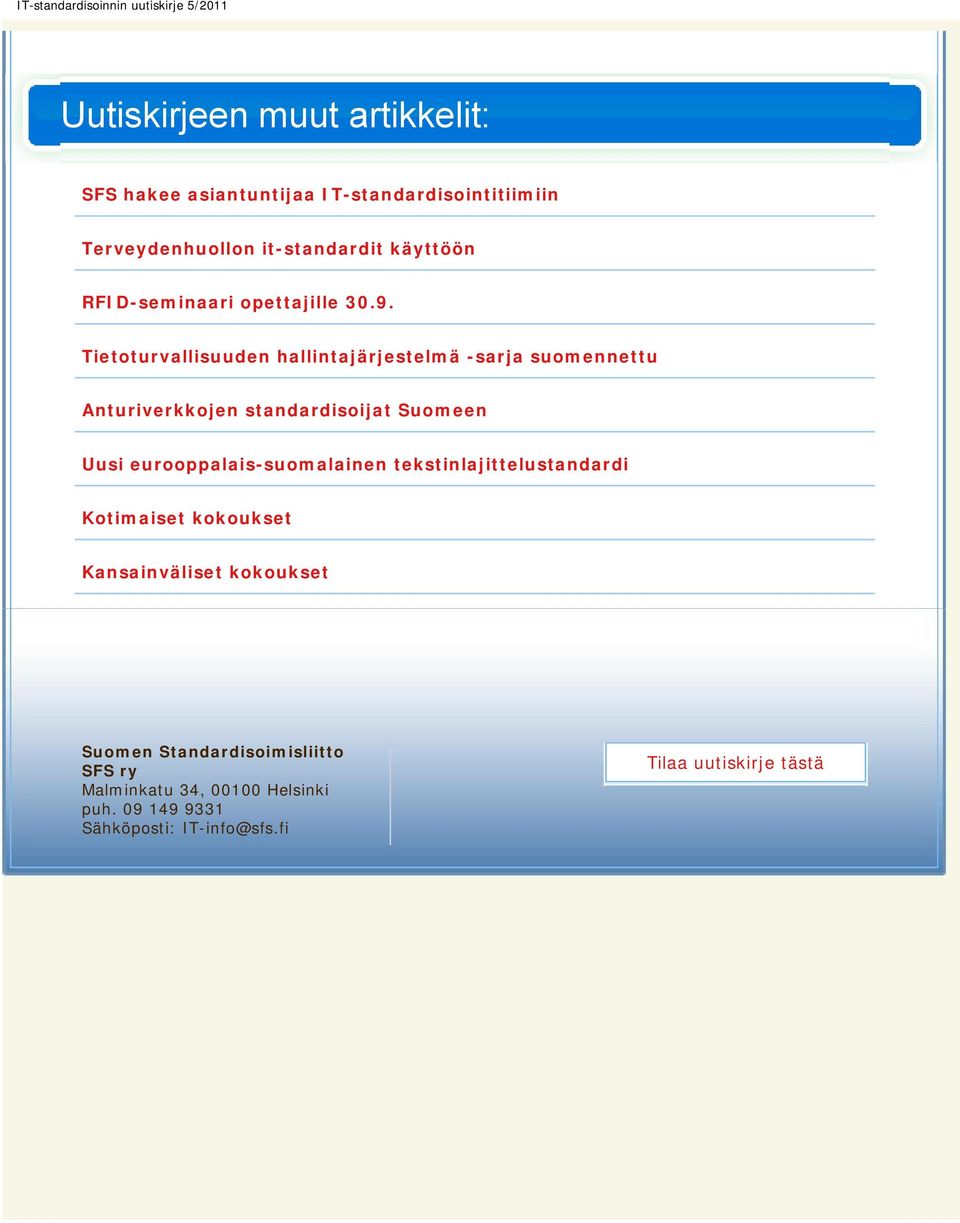 tekstinlajittelustandardi Suomen Standardisoimisliitto SFS ry