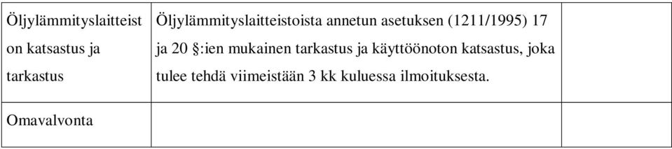 17 ja 20 :ien mukainen tarkastus ja käyttöönoton