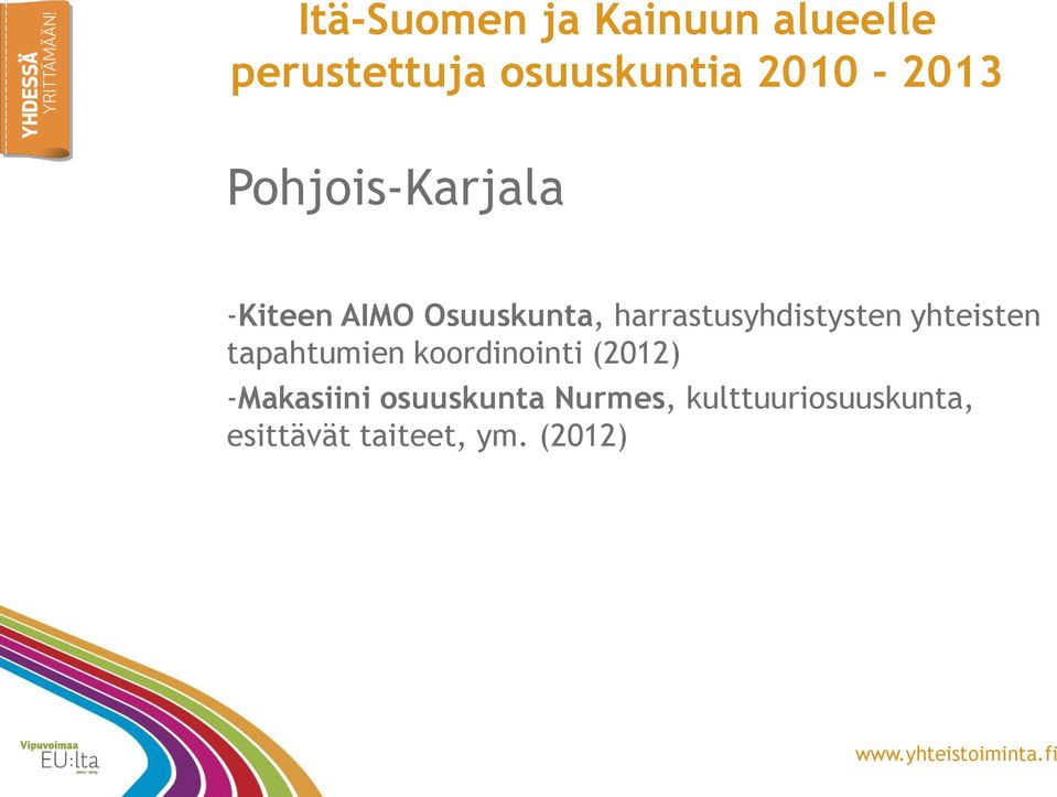 harrastusyhdistysten yhteisten tapahtumien koordinointi (2012)