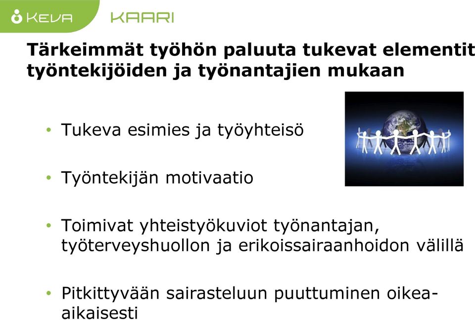 motivaatio Toimivat yhteistyökuviot työnantajan, työterveyshuollon