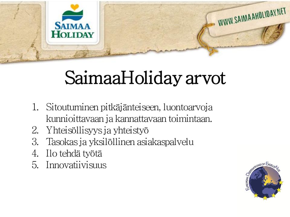 kunnioittavaan ja kannattavaan toimintaan. 2.
