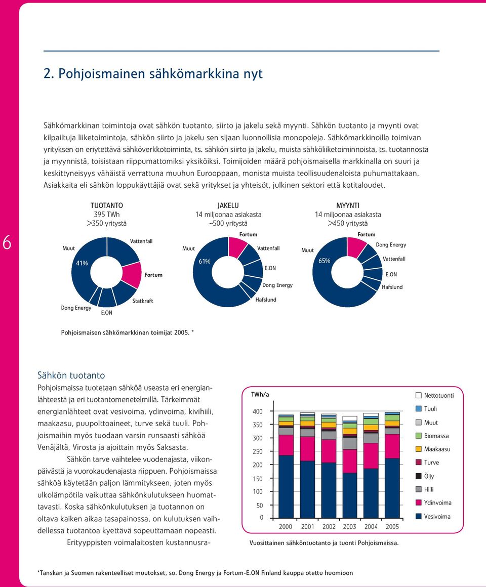 sähkön siirto ja jakelu, muista sähköliiketoiminnoista, ts. tuotannosta ja myynnistä, toisistaan riippumattomiksi yksiköiksi.