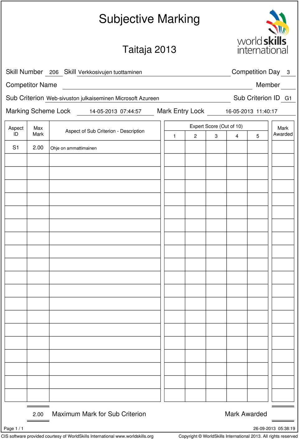 Lock 14-05-2013 07:44:57 Entry Lock 16-05-2013 11:40:17 of Sub Criterion - Description