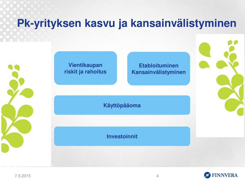 riskit ja rahoitus Etabloituminen