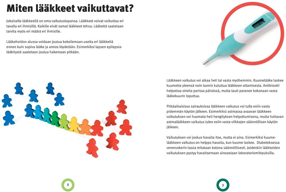 Esimerkiksi lapsen epilepsialääkitystä saatetaan joutua hake maan pitkään. Lääkkeen vaikutus voi alkaa heti tai vasta myöhemmin.