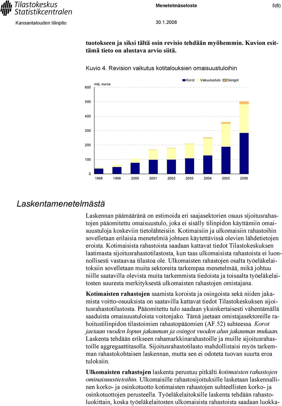 joka ei sisälly tilinpidon käyttämiin omaisuustuloja koskeviin tietolähteisiin.