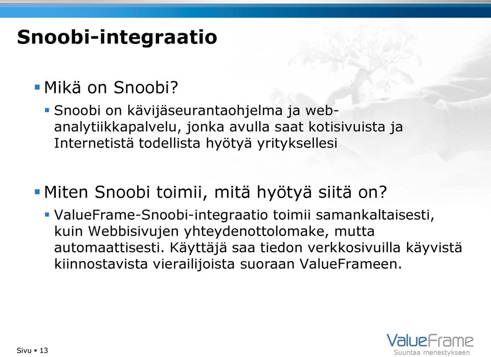 todellista hyötyä yrityksellesi Miten Snoobi toimii, mitä hyötyä siitä on?