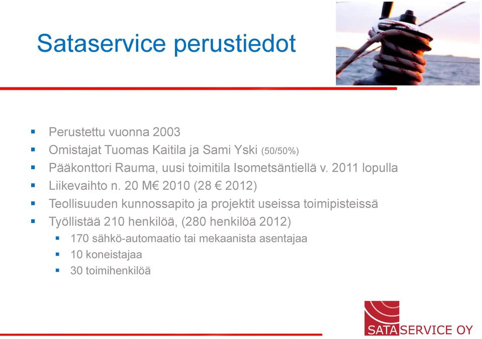 20 M 2010 (28 2012) Teollisuuden kunnossapito ja projektit useissa toimipisteissä Työllistää