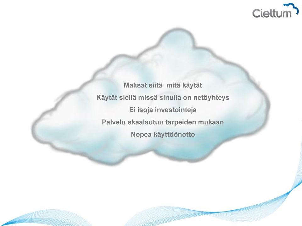 Ei isoja investointeja Palvelu