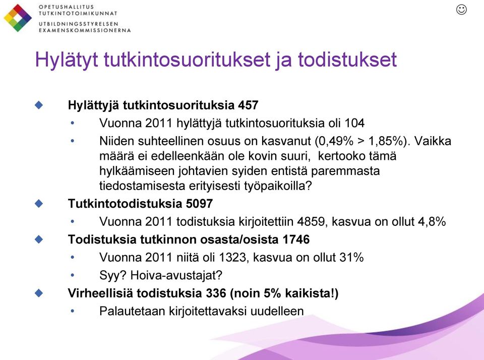 Vaikka määrä ei edelleenkään ole kovin suuri, kertooko tämä hylkäämiseen johtavien syiden entistä paremmasta tiedostamisesta erityisesti työpaikoilla?