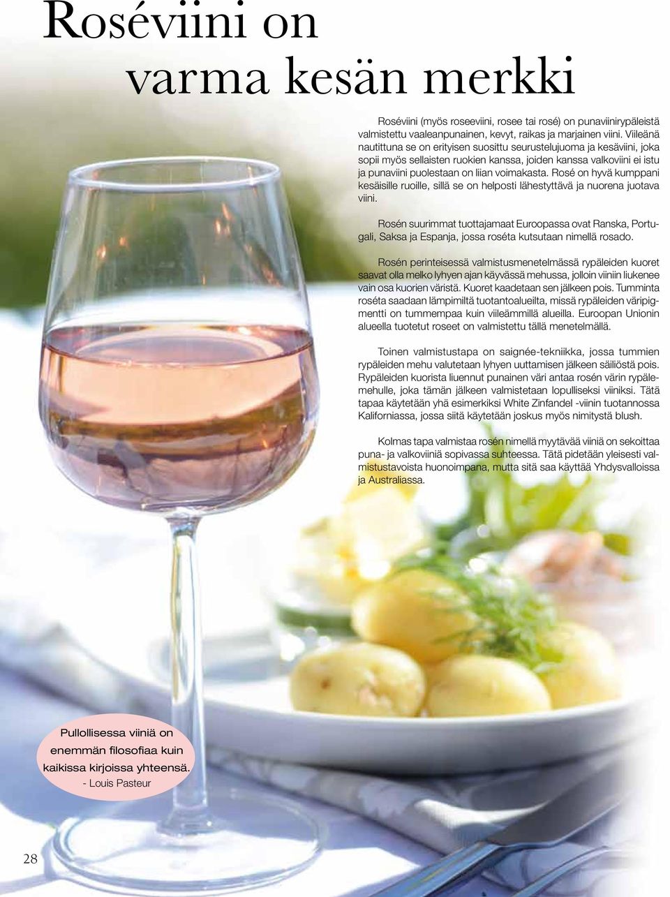 Rosé on hyvä kumppani kesäisille ruoille, sillä se on helposti lähestyttävä ja nuorena juotava viini.