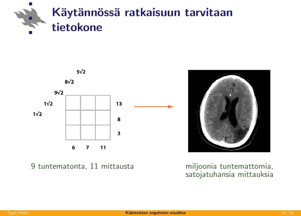 tuntemattomia, satojatuhansia mittauksia