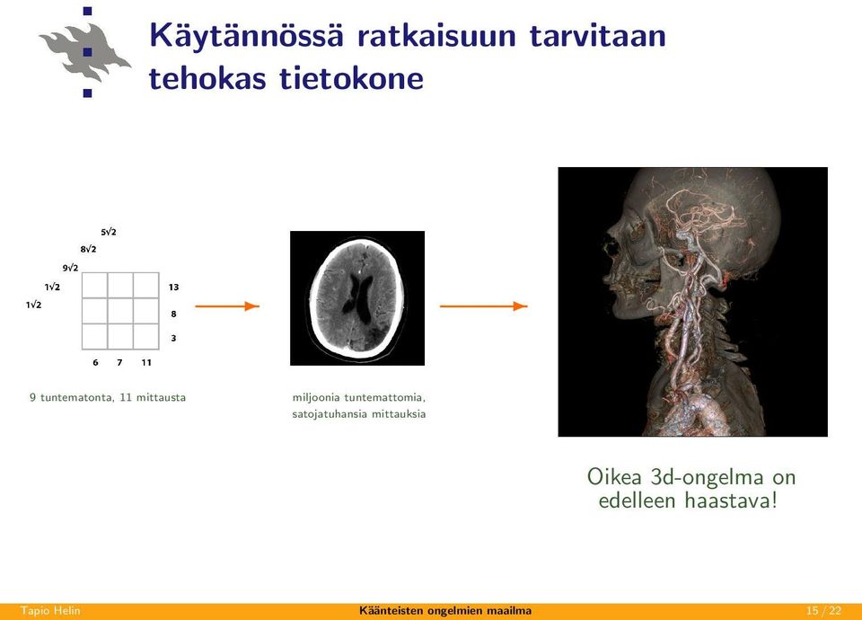 satojatuhansia mittauksia Oikea 3d-ongelma on edelleen