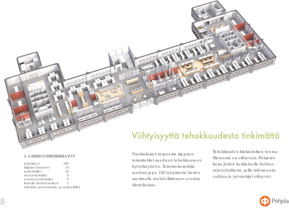 tulostus-, pienvarasto- ja sosiaalitilat Vuokralaisen tarpeesta riippuen toimistotilat saadaan tehokkaaseen hyötykäyttöön.