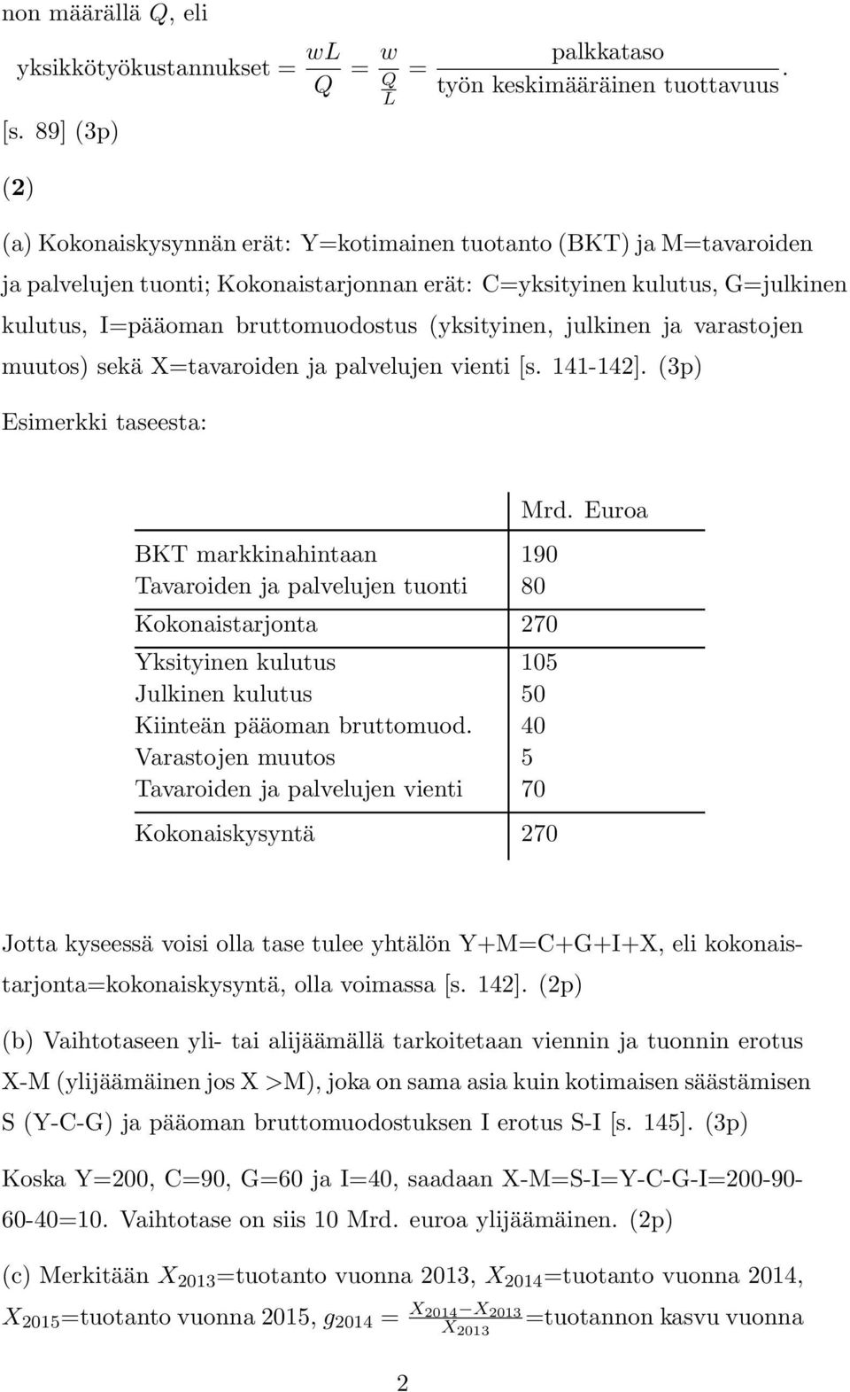 julkinen ja varastojen muutos) sekä Xtavaroiden ja palvelujen vienti [s. 141-14]. (3p) Esimerkki taseesta: Mrd.
