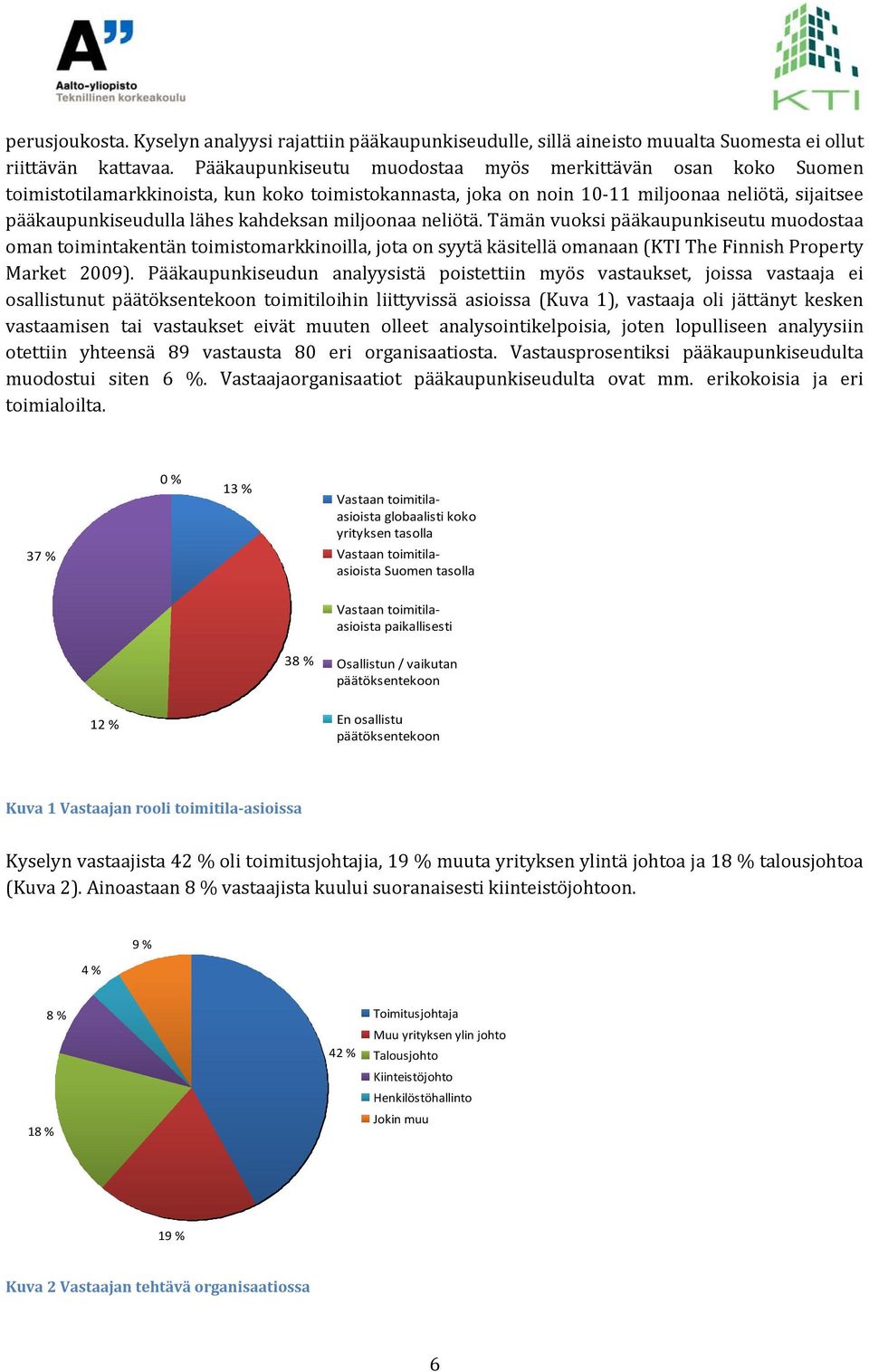 miljoonaa neliötä. Tämän vuoksi pääkaupunkiseutu muodostaa oman toimintakentän toimistomarkkinoilla, jota on syytä käsitellä omanaan (KTI The Finnish Property Market 2009).