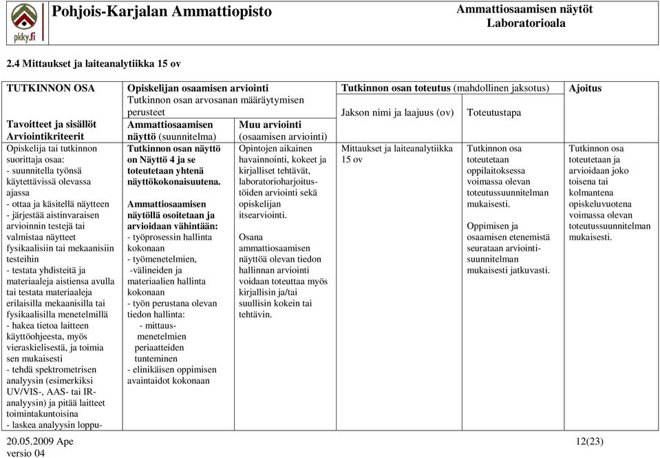 materiaaleja erilaisilla mekaanisilla tai fysikaalisilla menetelmillä - hakea tietoa laitteen käyttöohjeesta, myös vieraskielisestä, ja toimia sen mukaisesti - tehdä spektrometrisen analyysin